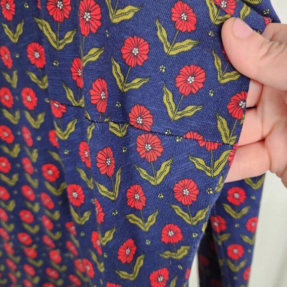 Boden Penelope Jersey Long Sleeve Dress Navy Daisy Foliage Size 10 Petite - Picture 12 of 16